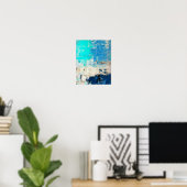 '反対'ターコイズ抽象芸術アート ポスター (ホームオフィス)