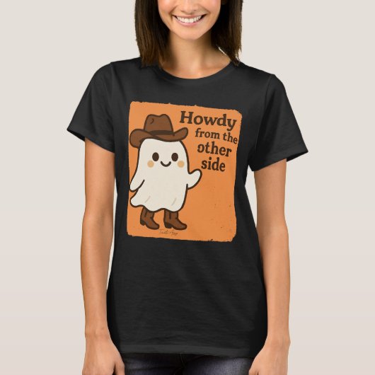 反対側からハウディ西幽霊 おもしろい Tシャツ (正面)