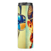 反射かわいらし付き青サングラスの女性 タンブラー (裏面)