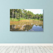 反射したヤシの木 キャンバスプリント (インサイチュ (ウッドフロア))