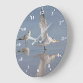 反射した二つのカモメ ラージ壁時計 (傾斜)