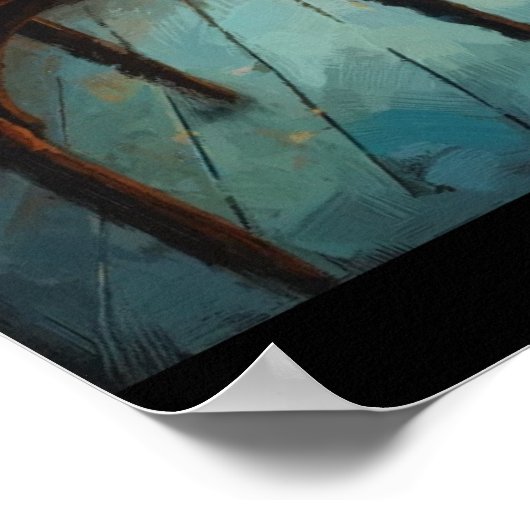 反射する孤独:夕日に熟考する人 ポスター (角)