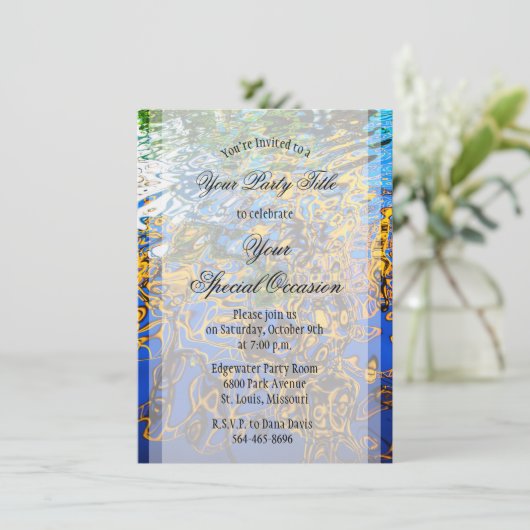 反射する水の波紋抽象アート 招待状 (スタンド正面)