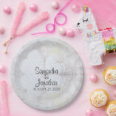 反射する白いハートロマン結婚ティック ペーパープレート (パーティー)