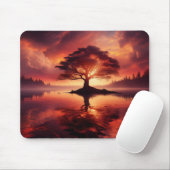 反射のある美しい夕日の風景 マウスパッド (マウス)