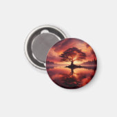 反射のある美しい夕日の風景 マグネット (正面/裏面)