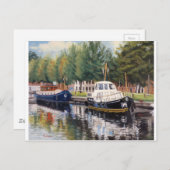 反射のある風光明媚なブルージュのボートシカラフルーン ポストカード (正面/裏面)