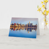 反射のシカゴのスカイラインの眺め カード (黄色い花)