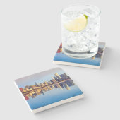 反射のシカゴのスカイラインの眺め ストーンコースター (横)