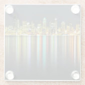 反射の夜のシアトルのスカイライン ガラスコースター (裏面)