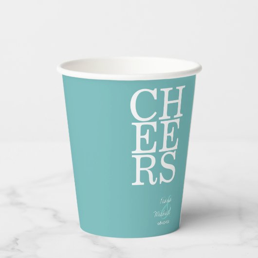 反射の結婚応援ティール(緑がかった色)ID774 紙コップ (裏面)