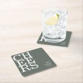 反射の結婚応援Sage Green ID774 スクエアペーパーコースター (インサイチュ)