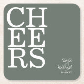 反射の結婚応援Sage Green ID774 スクエアペーパーコースター (正面)