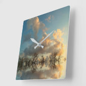 反射アクリル製壁時計 スクエア壁時計 (傾斜)