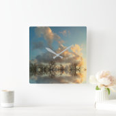 反射アクリル製壁時計 スクエア壁時計 (ホーム)