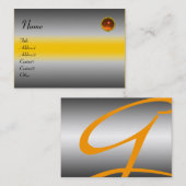 反射アゲートモノグラム、灰色の白い黄色 名刺 (正面/裏面)