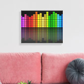 反射カラフル付き音楽イコライザ、カッコいいテクノ キャンバスプリント (インサイチュ (リビング))