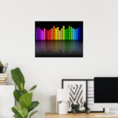 反射カラフル付き音楽イコライザ、カッコいいテクノ ポスター (ホームオフィス)