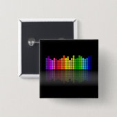 反射カラフル付き音楽イコライザ、カッコいいテクノ 缶バッジ (正面&裏面)