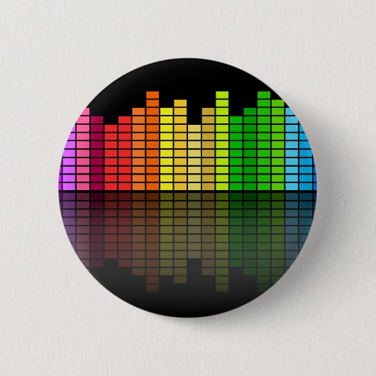 反射カラフル付き音楽イコライザ、カッコいいテクノ 缶バッジ (正面)