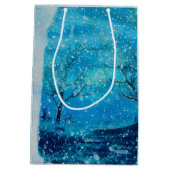 反射クリスマス雪だるま中のみ ミディアムペーパーバッグ (裏面)