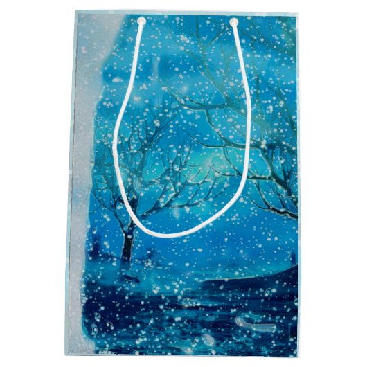 反射クリスマス雪だるま中のみ ミディアムペーパーバッグ (裏面)