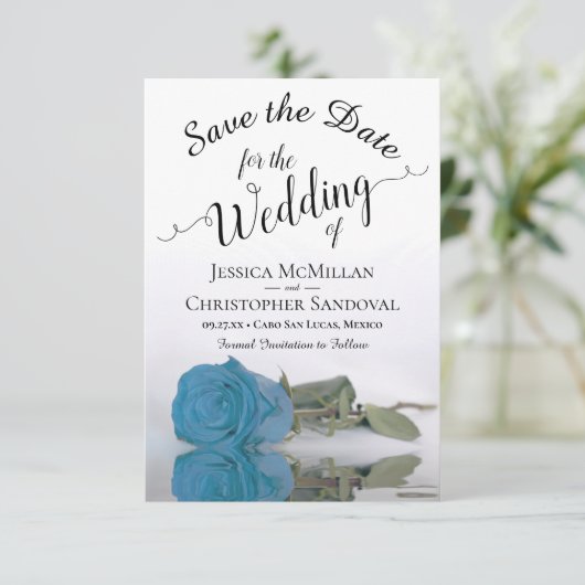 反射ターコイズブルーバラロマン結婚ティック セーブザデート (スタンド正面)