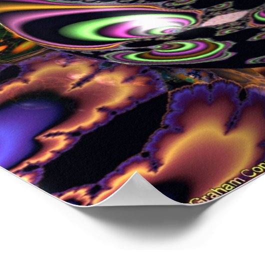 反射フラクタル球体 ポスター (角)