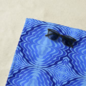 反射ブルーウェーブモダン抽象デザインアート ビーチタオル (インサイチュ)