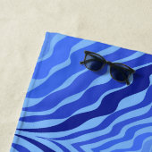 反射ブルーウェーブモダン抽象デザインアート ビーチタオル (インサイチュ)