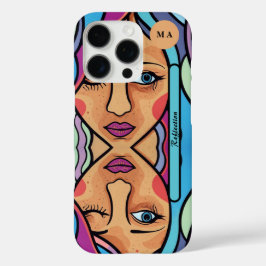 反射モノグラパーソナライズされたム名 iPhone 16 PROケース