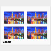 反射ラグジュアリーカラフルブリッジシティネオン 長方形シール (シート)