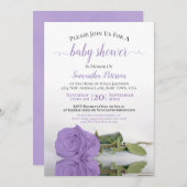 反射ラベンダーバラエレガントベビーシャワー 招待状 (正面/裏面)