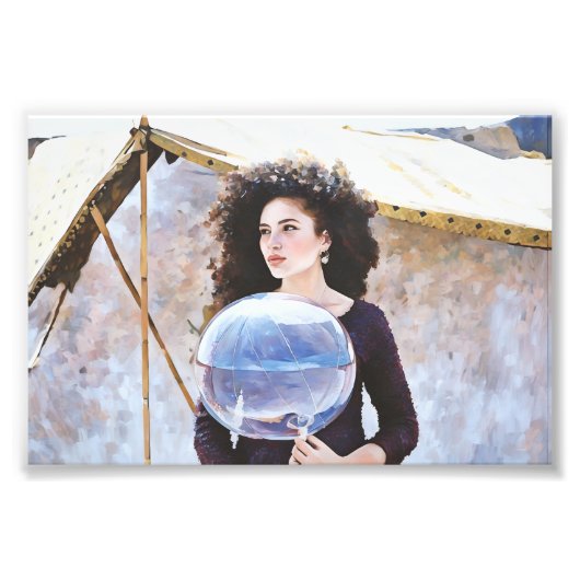 反射型バルーンを持つ女性 フォトプリント            (正面)