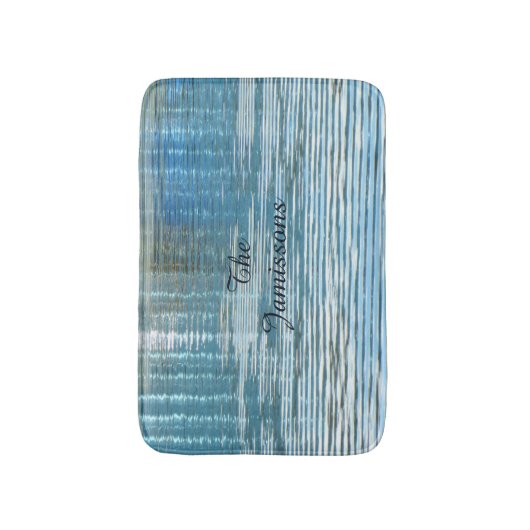 反射抽象芸術ライトブループパーソナライズされたラッシュ バスマット (正面縦)