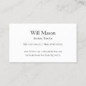 反射文字 – アーチェリーレッスン – 名刺 (裏面)