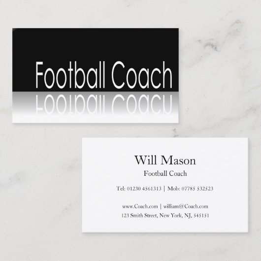 反射文字 – サッカーコーチ – 名刺 (正面/裏面)