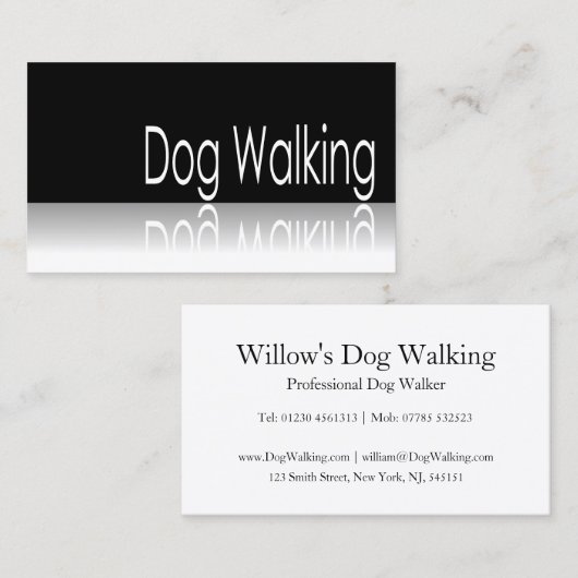 反射文字 – 犬の歩く – 名刺 (正面/裏面)