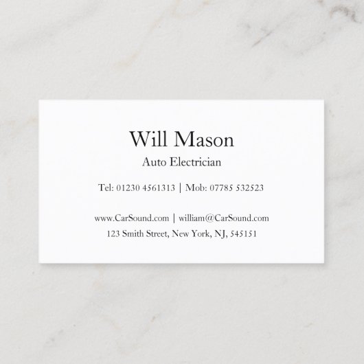 反射文字 – 自動電気技師 – 名刺 (裏面)