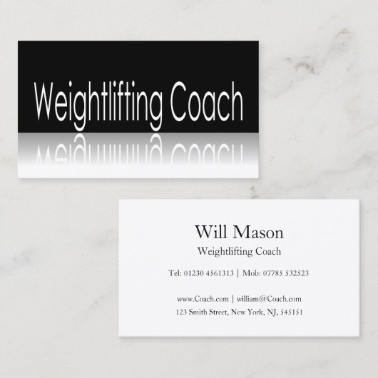 反射文字 – 重量挙げコーチ 名刺 (正面/裏面)