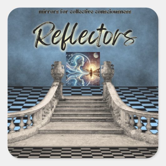 反射板ヒトデザインチェッカー スクエアシール (正面)