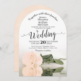反射淡い色の赤面ピーチバラエレガントな結婚式 招待状