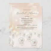 反射真珠クリームブライダルシャワー 招待状 (正面/裏面)