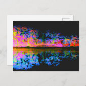 反射自然レイクツリーラインブラック – 抽象芸術 ポストカード (正面/裏面)