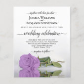 反射薄紫パープルバラ予算ウェディング招待 (正面)