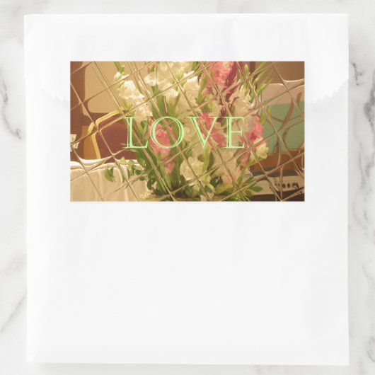 反射開花アートプリント 長方形シール (バッグ)