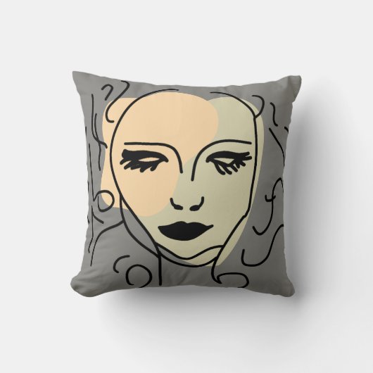 反射静かミニマル顔 クッション (正面)