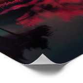 反射魅力的湖のそばのピンクの木 ポスター (角)