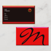 反射2 RUBYモノグラム、黒い赤い黄色 名刺 (正面/裏面)