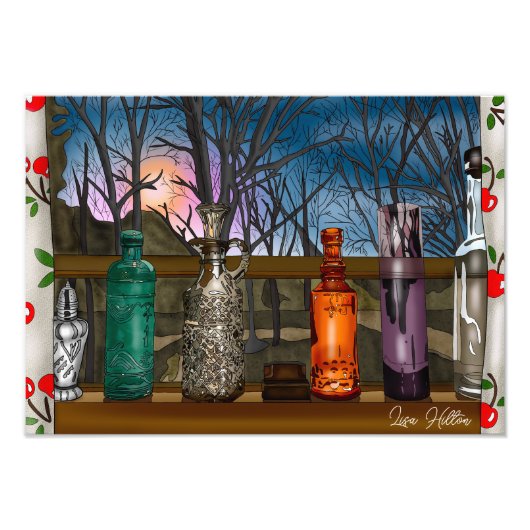 反射 |ウィンドウカラフル内のガラスの花瓶 フォトプリント            (正面)